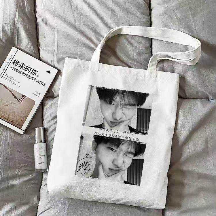 范丞丞周边帆布袋明星同款单肩包男女学生外出补习袋大容量高颜值