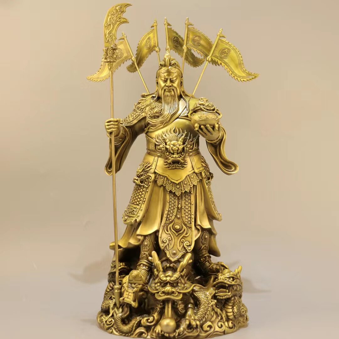 铜关公武财神供奉站立开业关羽关二爷招财神纯铜关公铜像摆件