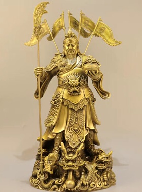 铜关公武财神供奉站立开业关羽关二爷招财神纯铜关公铜像摆件