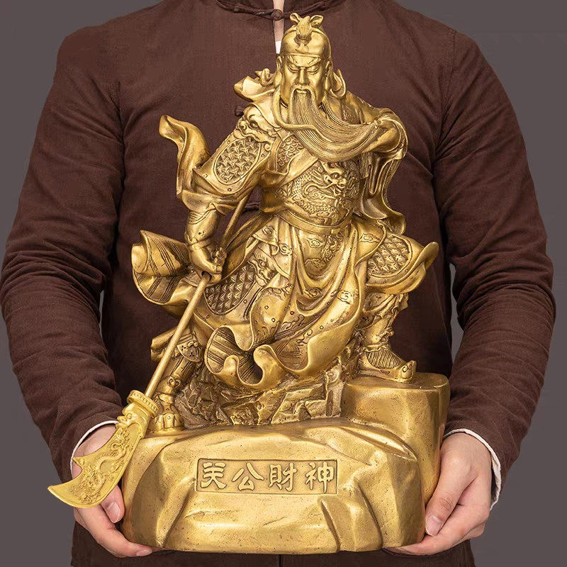 铜关公摆件纯铜武财神爷提刀关羽关二爷铜像家用店铺装饰武圣佛像