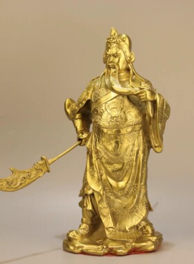 财神爷摆件纯铜文财神佛像客厅店铺乔迁开业大号家用佛堂供养神像