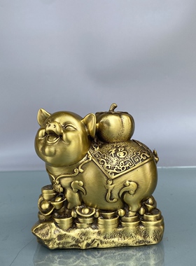 纯铜猪摆件招财中式全铜新款富足旺财猪招财进宝存钱罐家居摆件