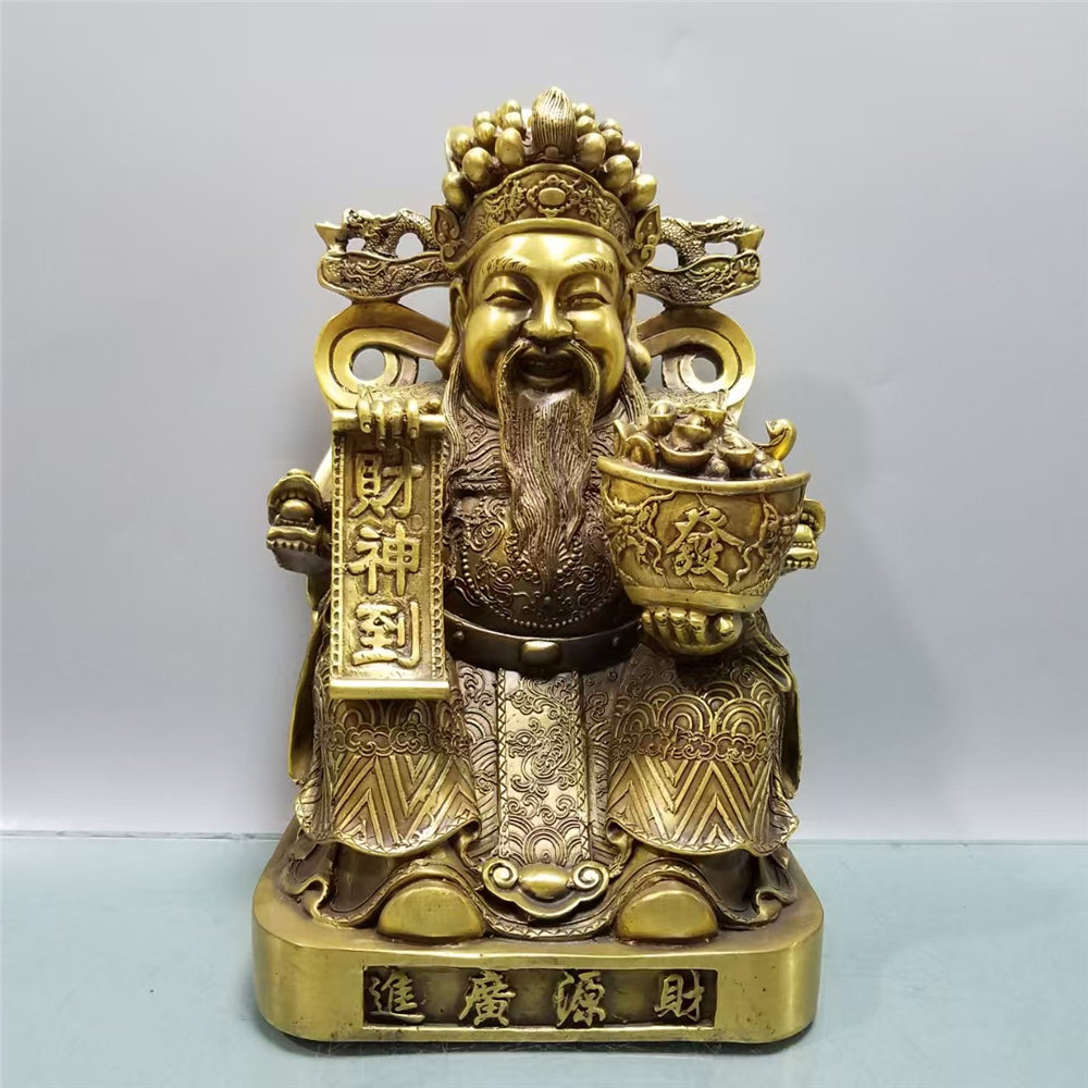 极速纯铜财神爷摆件家用佛像文财神店铺供奉开业礼品招财铜像客厅