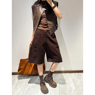 高腰遮胯显瘦宽松直筒五分裤 灯芯绒时尚 爆款 女士秋季 子 百搭休闲裤