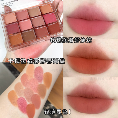 卡梅拉唇膏盘丝绒哑光雾感CARMELA裸色系低饱和化妆师专用口红盘