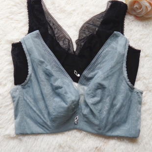 蕾丝超薄软钢圈全罩杯收副乳背心式 大胸显小聚拢调整型90D 内衣女