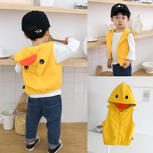 卡通春秋小黄鸭马甲马夹外套