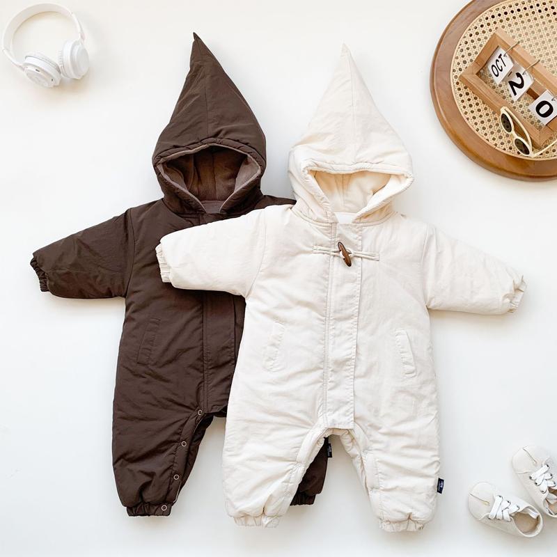 宝宝连体衣男女童加绒加棉连帽冬