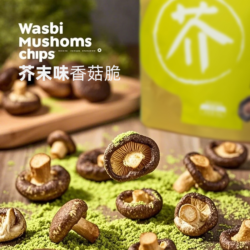 【芥末味】茶翁古鎮(zhèn)香菇脆片鹿茸菇脆果蔬脆即食蘑菇干解饞小零食