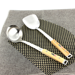 富尔兴304不锈钢炒菜铲子汤勺大漏勺加厚长柄锅铲勺厨房勺铲