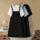 设计感假两件拼接撞色连衣裙大码 显瘦背带裙子女 韩版 025夏季 新款