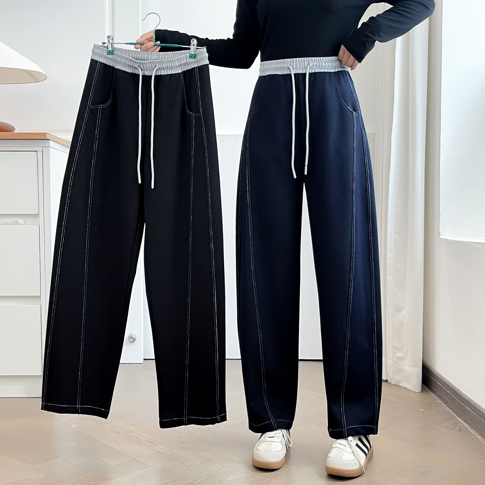 高腰显瘦牛仔裤宽松百搭垂感阔腿