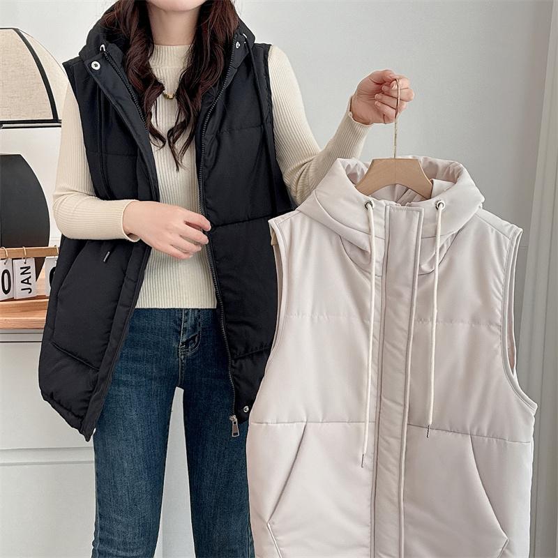 纯色常规马甲大码韩版拉链连帽