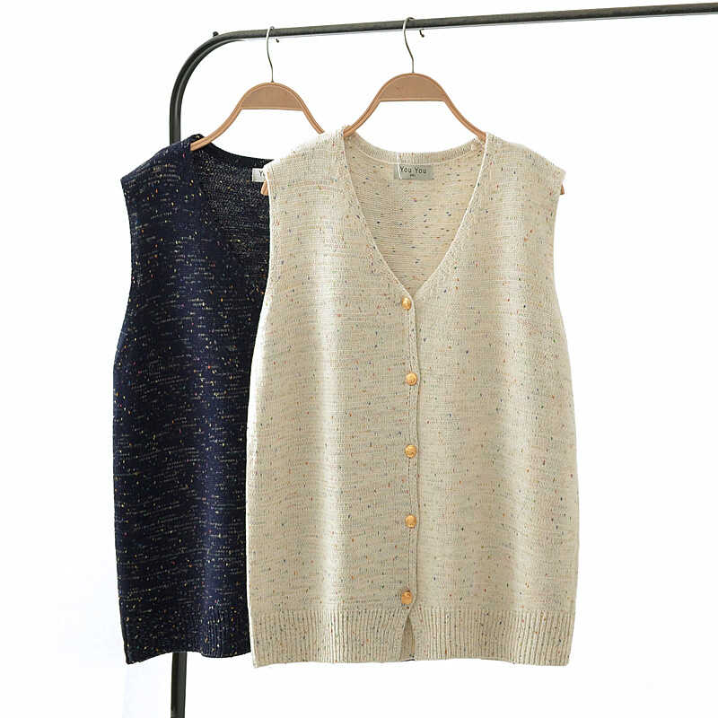 金色扣常规马夹大码韩版纽扣V领