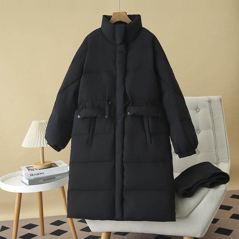 大码冬季新款立领针织披肩羽绒服女200斤胖mm中长款收腰保暖外套