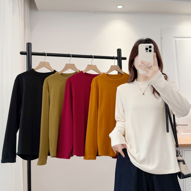 正肩秋冬套头宽松型新款t恤