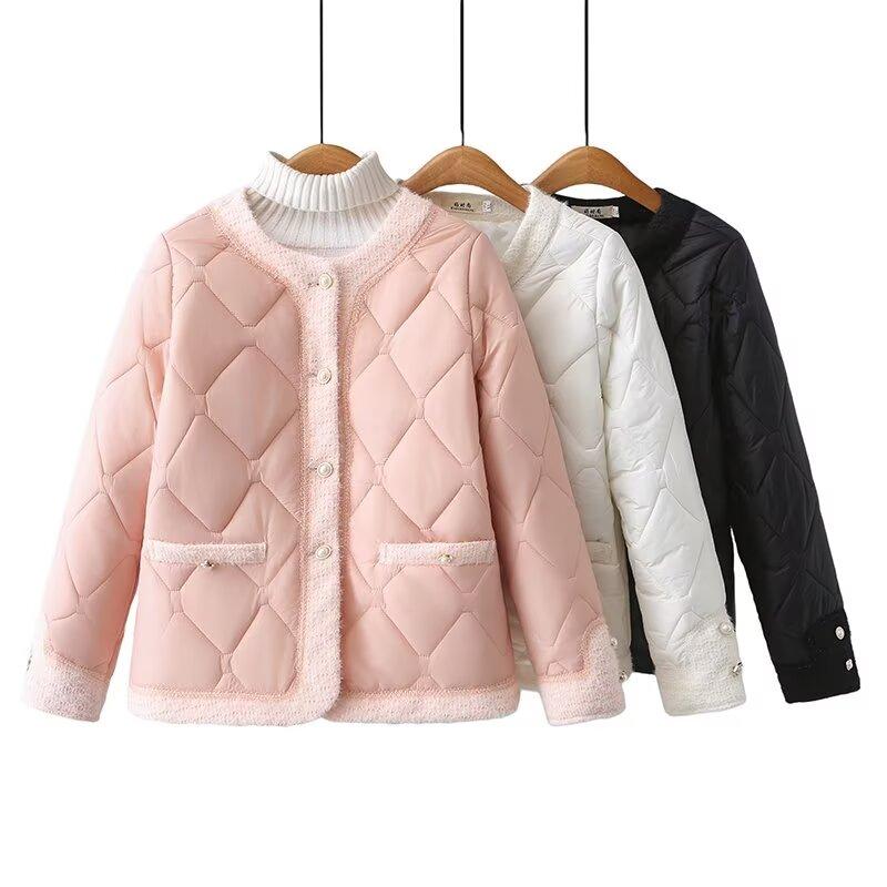 棉袄冬季新款菱形格羽绒棉短款