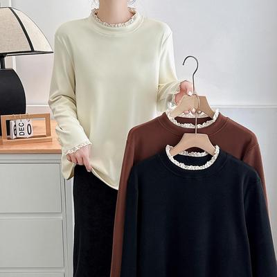 蕾丝常规女士韩版长袖拼接T恤