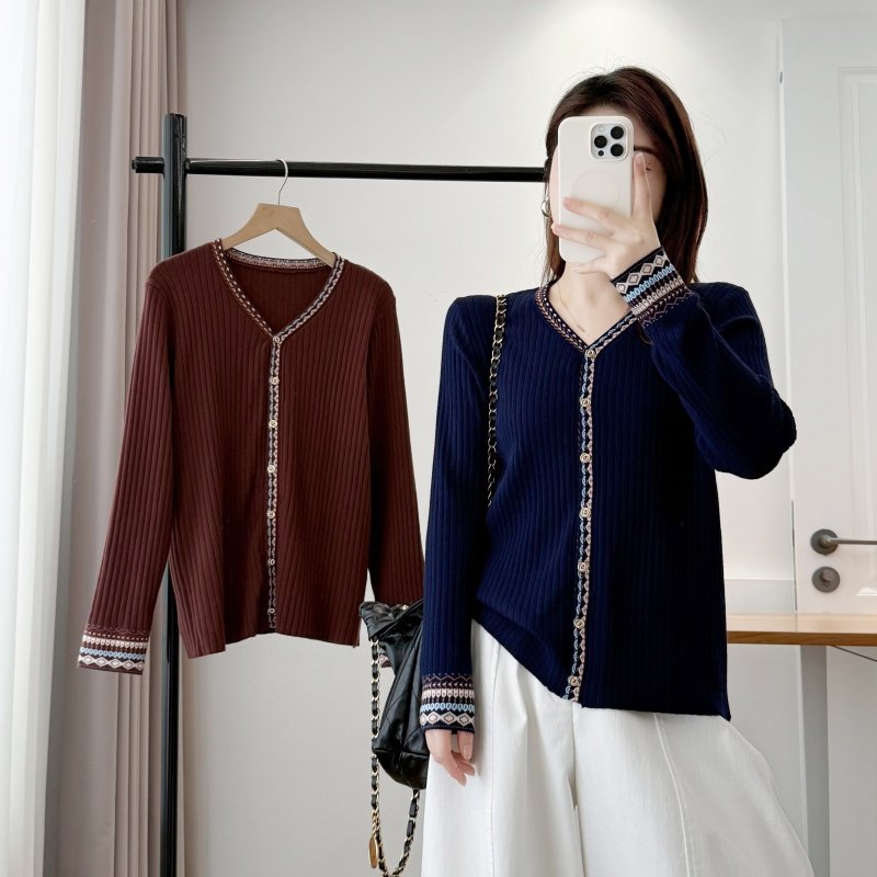 大码女装2025秋季新款宽松胖mm复古V领提花针织开衫休闲毛衣外套,女装/女士精品,毛针织衫,淘宝优惠券,粉丝福利购,淘宝优惠卷