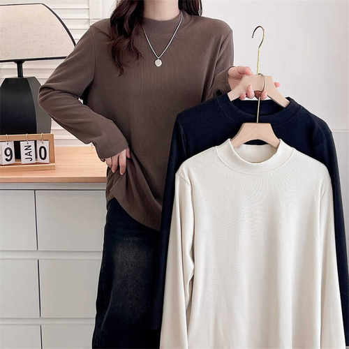 显瘦常规女士韩版长袖纯色T恤
