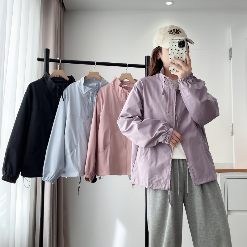 大码女装立领拉链冲锋衣外套