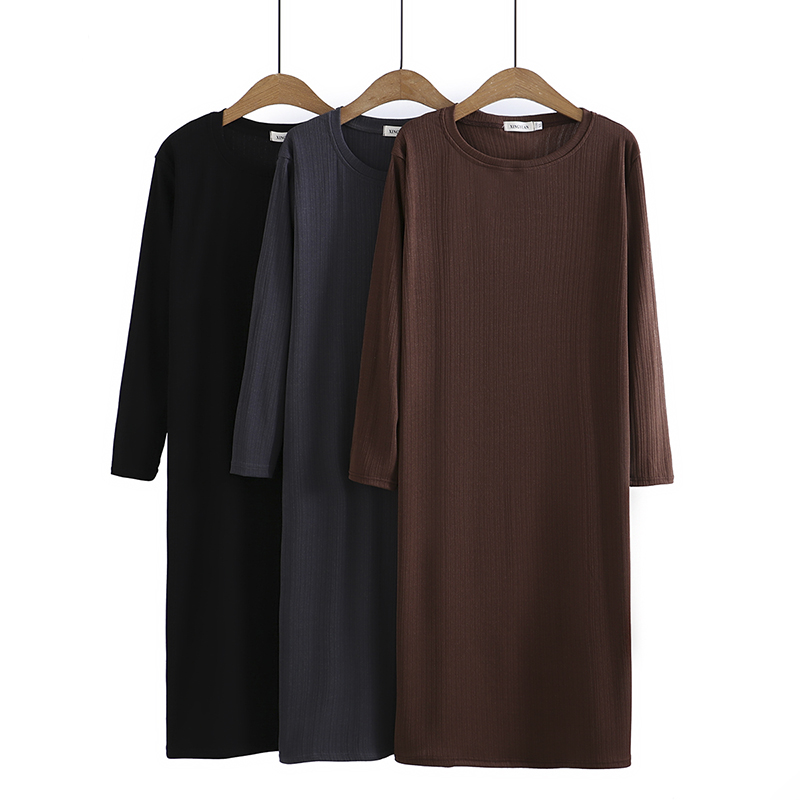 韩版H型针织纯色坑条显瘦