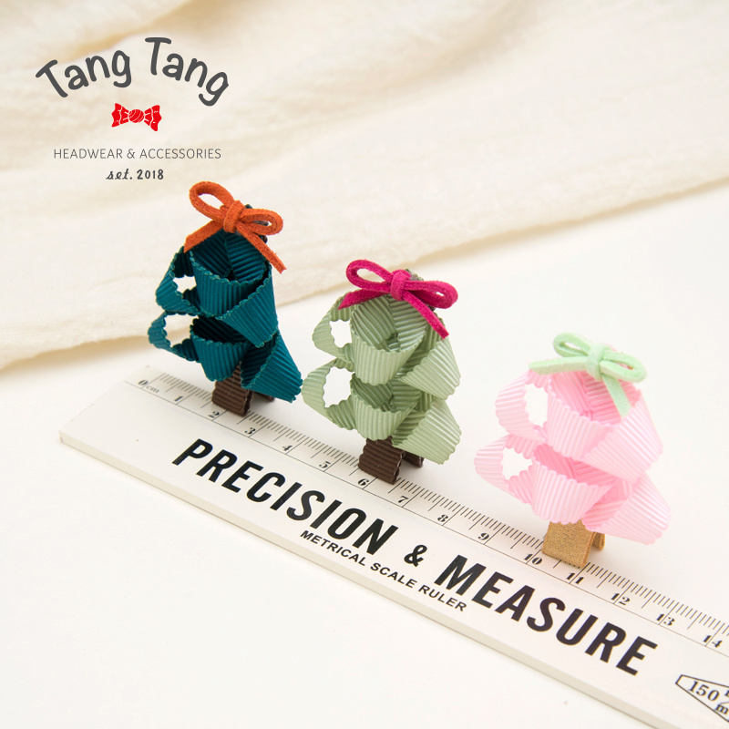 tangtang圣诞树发夹女手工蝴蝶结