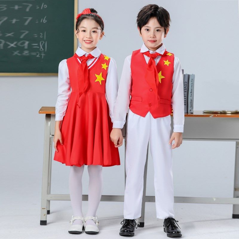 儿童大合唱诗歌朗诵演出服中小学生红色歌唱祖国舞台比赛表演服装