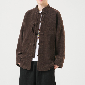 2024秋冬复古中式灯芯绒唐装汉服盘扣夹克外套大码C229/Y782/P105图片