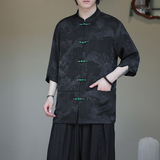 2024夏风男装盘扣唐装汉服短袖五分袖衬衫衬衣C229-Y1037-P70，男装衬衫，电商C229