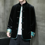 2023秋冬风男装丽丝绒撞色中式唐装汉服外套C229/Y709/P75，男装夹克，电商C229