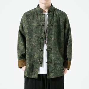 2024春夏风男装棉麻白底唐装汉服夹克外套大码C229/Y722/P90图片