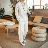 2024春夏冬风男装棉麻亚麻唐装汉服套装两件套C229/TZ04/P100，男装休闲套装，电商C229