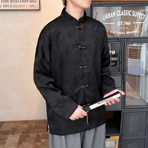 2025秋冬风男装冰丝中式唐装汉服夹克外套大码C229/Y771/P100图片