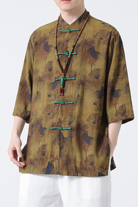 2024春夏新款风男装冰丝唐装汉服短袖衬衫衬衣C229-Y1004-P70图片