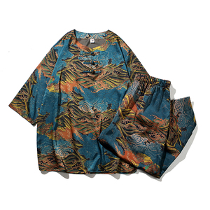 2023风男装复古中式印花唐装汉服套装两件套C229/TZ356/P100图片