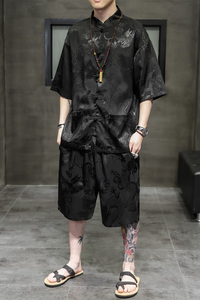 2024夏风男装冰丝唐装汉服短袖短裤套装两件套C229/TZ318/P80图片