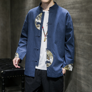 2024春夏风男装棉麻中式拼接唐装汉服外套大码C229/Y60/P80图片