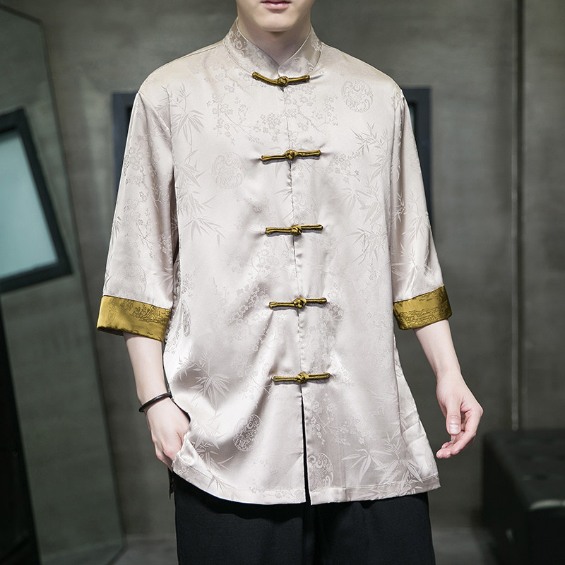 2024夏风男装中式盘扣唐装汉服短袖五分袖衬衫C229/Y971/P70,男装衬衫,电商C229