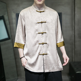 2024夏风男装中式盘扣唐装汉服短袖五分袖衬衫C229/Y971/P70，男装衬衫，电商C229