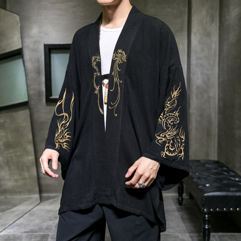 2024夏季刺绣唐装汉服五分袖复古中式风衣大码宽松C229/F501/P65,男装民族服装,电商C229