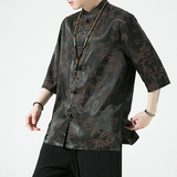 2024夏风男装冰丝唐装汉服短袖五分袖衬衫衬衣C229/Y941/P65，男装衬衫，电商C229