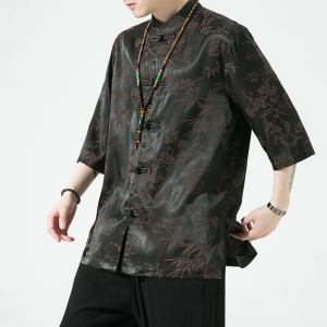 2024夏风男装冰丝唐装汉服短袖五分袖衬衫衬衣C229/Y941/P65图片