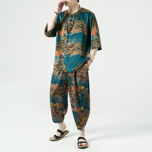 2024夏季风男装冰丝复古唐装汉服套装两件套C229/TZ356/P100图片