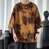 2024夏季风男装条纹短袖唐装汉服T恤宽松大码C229/T173/P50，男装T恤，电商C229