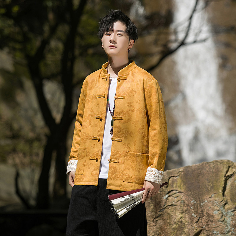 2024秋冬风男装刺绣鹿皮绒复古中式夹克外套C229/Y718/P105,男装夹克,电商C229