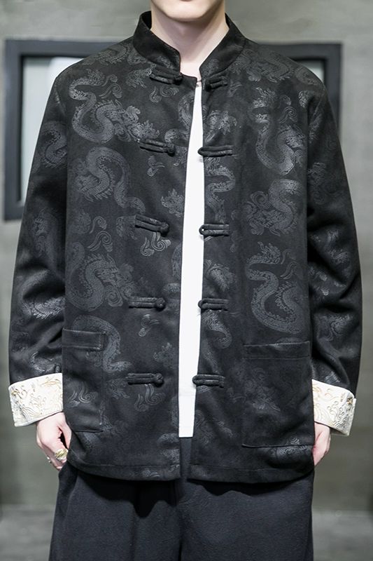 2024风男装鹿皮绒夹克刺绣唐装汉服夹克外套C229/Y718/P105,男装夹克,电商C229