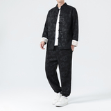 2024秋冬风男装鹿皮绒外套唐装套装两件套C229-TZ365-P160，男装休闲套装，电商C229
