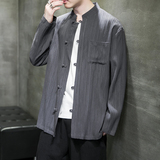 2024秋冬风男装复古中式唐装汉服长袖衬衫衬衣C229/Y712/P65，男装衬衫，电商C229