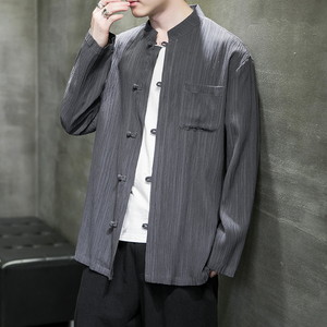 2024秋冬风男装复古中式唐装汉服长袖衬衫衬衣C229/Y712/P65图片